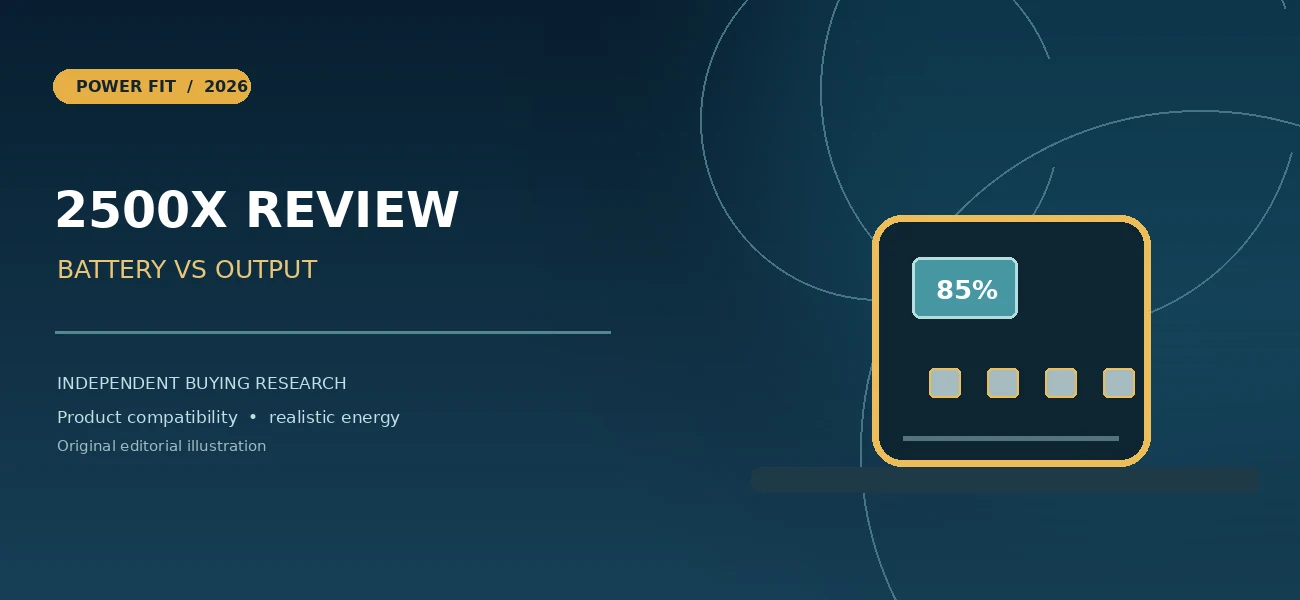 Conceptual illustration of portable battery equipment for independent 2500x buying review; not an actual product photograph