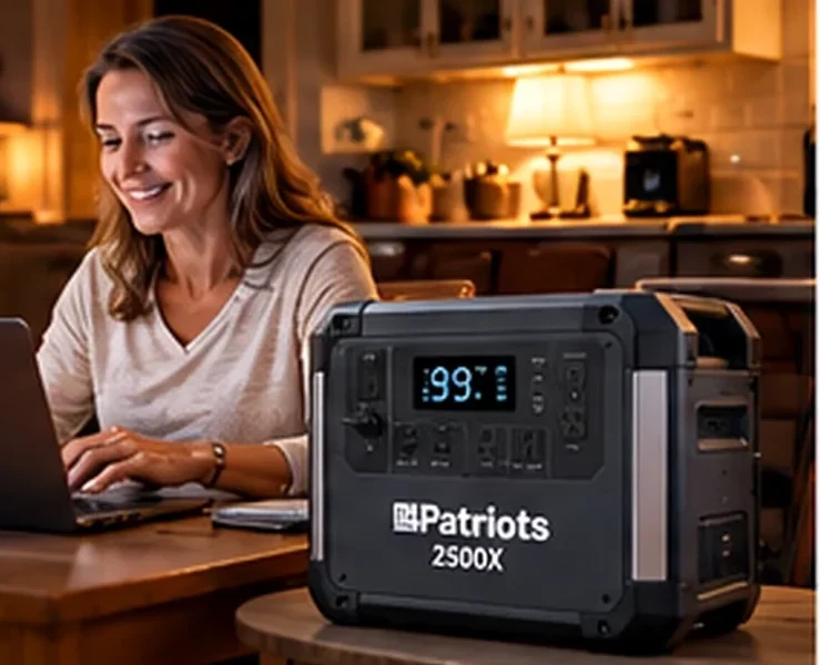 AI-generated illustrative lifestyle scene for Best Solar Generator for Refrigerator Backup Power; not a photograph of the 2500X or a real customer